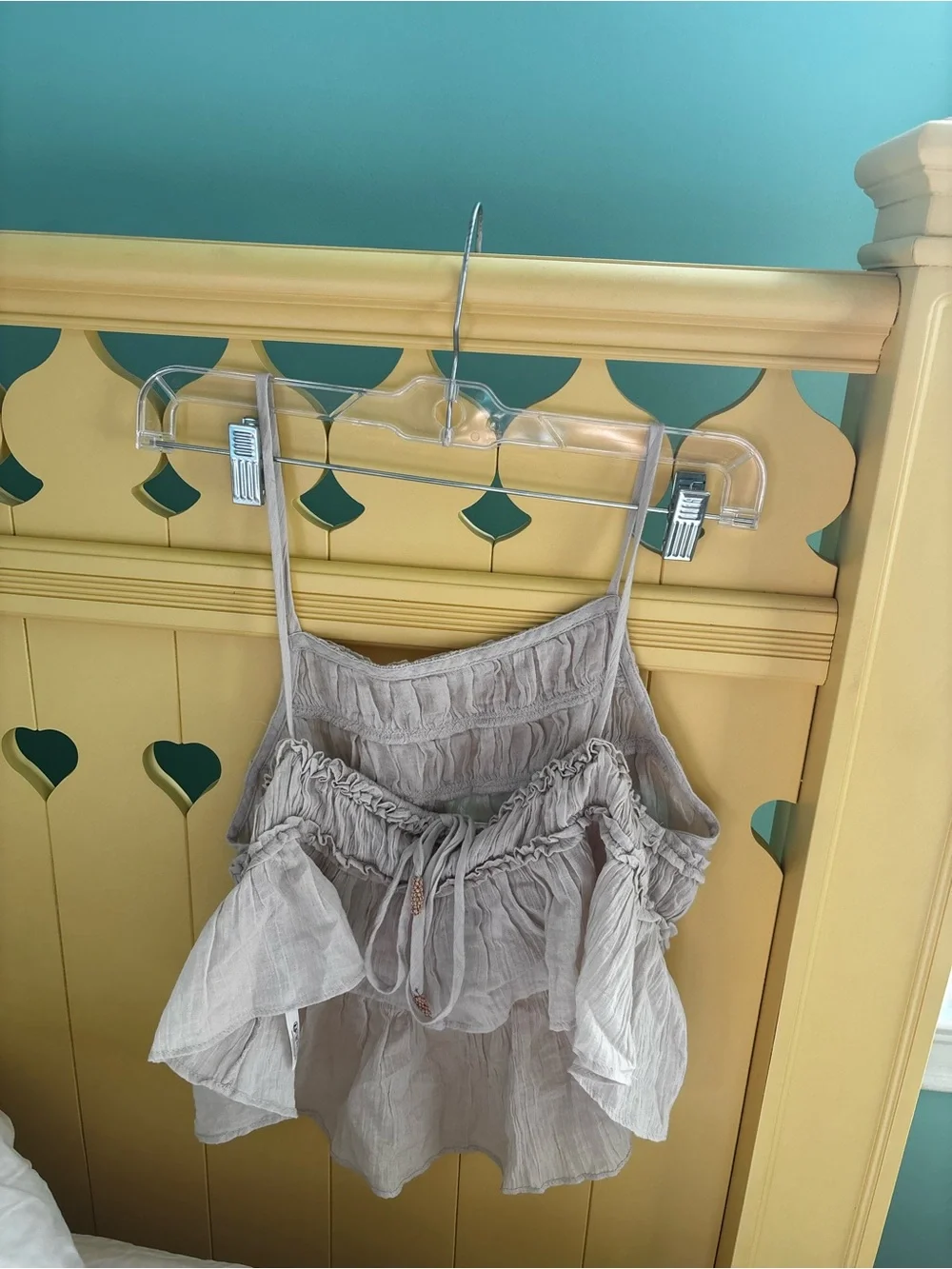 Light Taupe Tiered Ruffle Shorts Set- Women